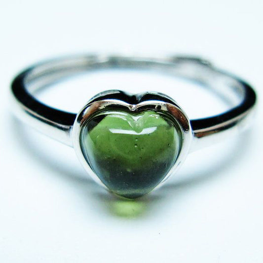 モルダバイト リング 指輪 ハート 14号 フリーサイズ 一点物 199-466