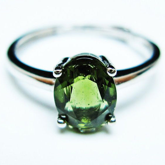 モルダバイト リング 指輪 14号 フリーサイズ 一点物 199-468