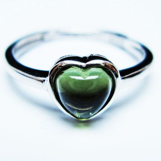モルダバイト リング モルダウ石 指輪 ハート フリーサイズ 12号 一点物 メール便可 [M便 1/20] 199-642