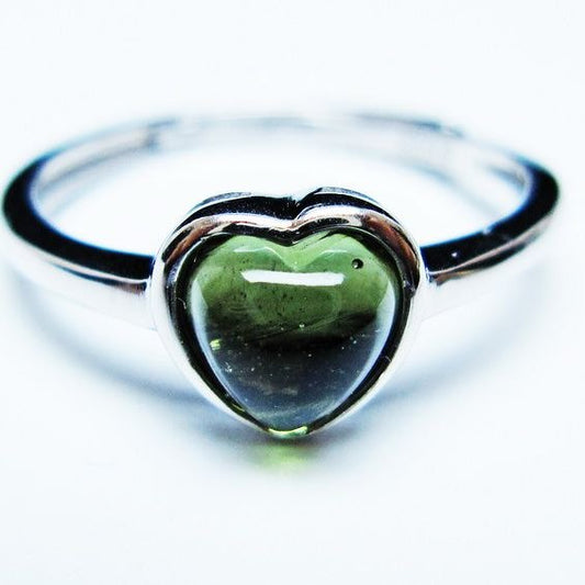 モルダバイト リング モルダウ石 指輪 ハート フリーサイズ 12号 一点物 メール便可 [M便 1/20] 199-643