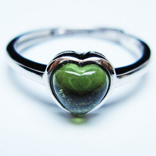 モルダバイト リング モルダウ石 指輪 ハート フリーサイズ 14号 一点物 メール便可 [M便 1/20] 199-654