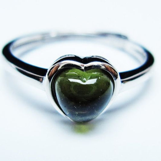 モルダバイト リング モルダウ石 指輪 ハート フリーサイズ 12号 一点物 メール便可 [M便 1/20] 199-660