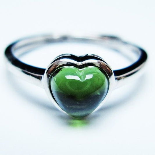 モルダバイト リング モルダウ石 指輪 ハート フリーサイズ 13号 一点物 メール便可 [M便 1/20] 199-661