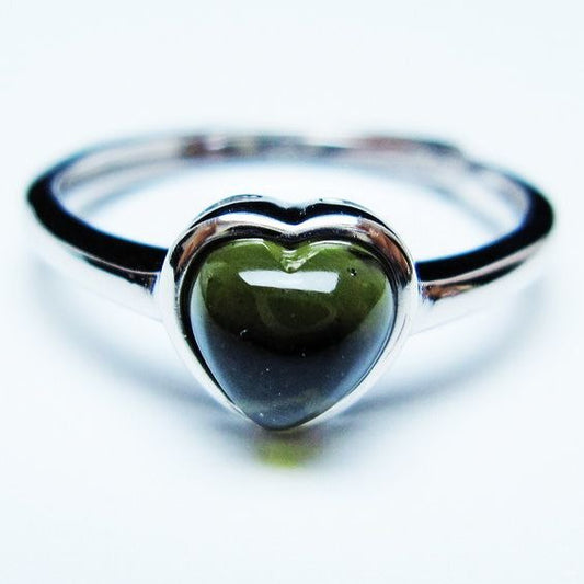 モルダバイト リング モルダウ石 指輪 ハート フリーサイズ 13号 一点物 メール便可 [M便 1/20] 199-662