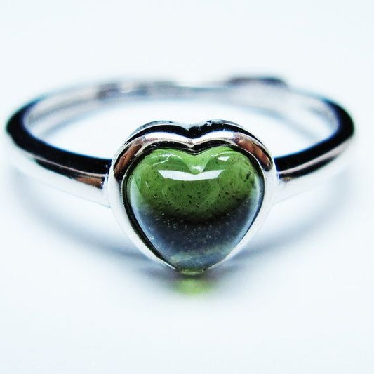 モルダバイト リング モルダウ石 指輪 ハート フリーサイズ 13号 一点物 メール便可 [M便 1/20] 199-663