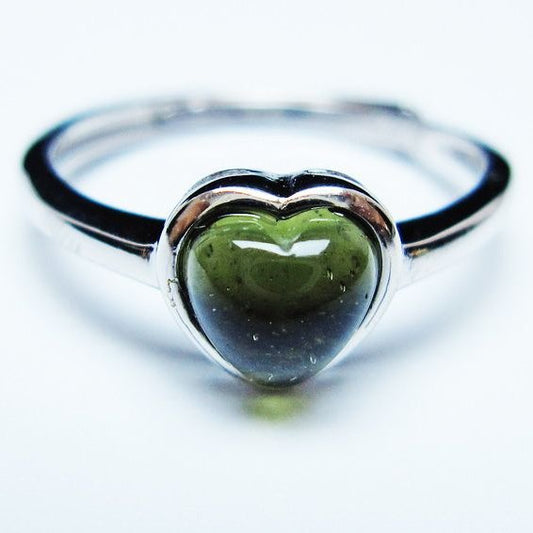 モルダバイト リング モルダウ石 指輪 ハート フリーサイズ 13号 一点物 メール便可 [M便 1/20] 199-667