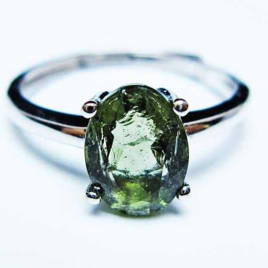 モルダバイト リング モルダウ石 指輪 フリーサイズ 13号 一点物 メール便可 [M便 1/20] 199-673