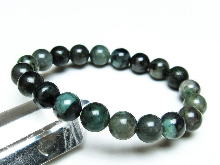 エメラルド ブレスレット 10mm Emerald Bracelet 緑玉 翠玉 メンズ レディース 一点物 メール便可 [M便 1/10] 111-32893