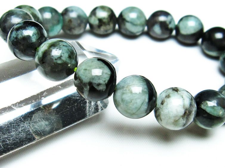 エメラルド ブレスレット 11mm Emerald Bracelet 緑玉 翠玉 メンズ レディース 一点物 メール便可 [M便 1/10] 111-32895