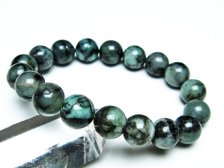 エメラルド ブレスレット 12mm Emerald Bracelet 緑玉 翠玉 メンズ レディース 一点物 メール便可 [M便 1/10] 111-32908