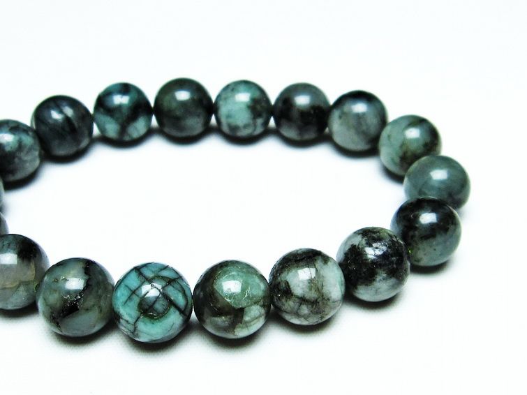 エメラルド ブレスレット 12mm Emerald Bracelet 緑玉 翠玉 メンズ レディース 一点物 メール便可 [M便 1/10] 111-32908