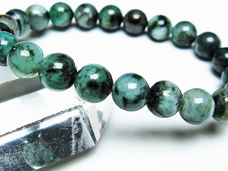 エメラルド ブレスレット 9mm Emerald Bracelet 緑玉 翠玉 メンズ レディース 一点物 メール便可 [M便 1/10] 111-32953