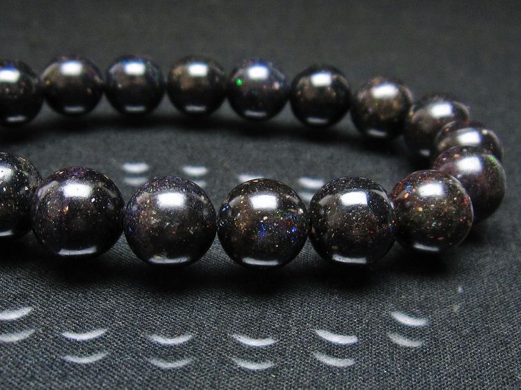 ブラックオパール ブレスレット 11mm 一点物  111-37545