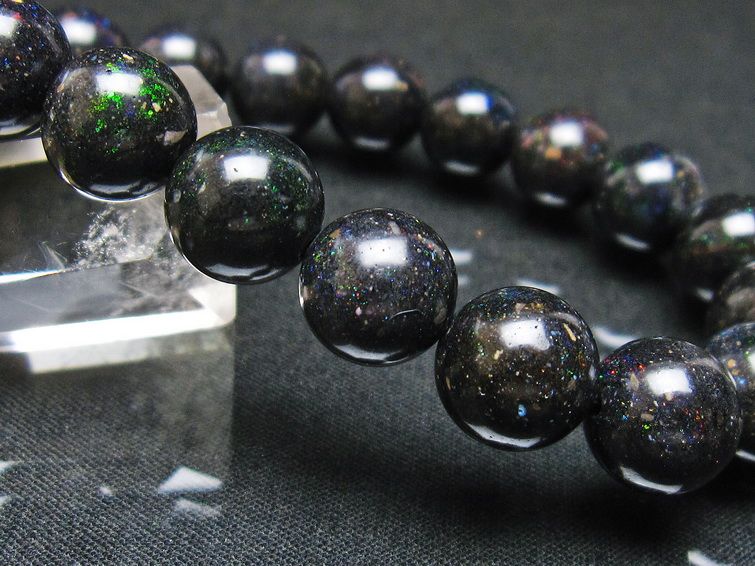ブラックオパール ブレスレット 11mm 一点物  111-37558
