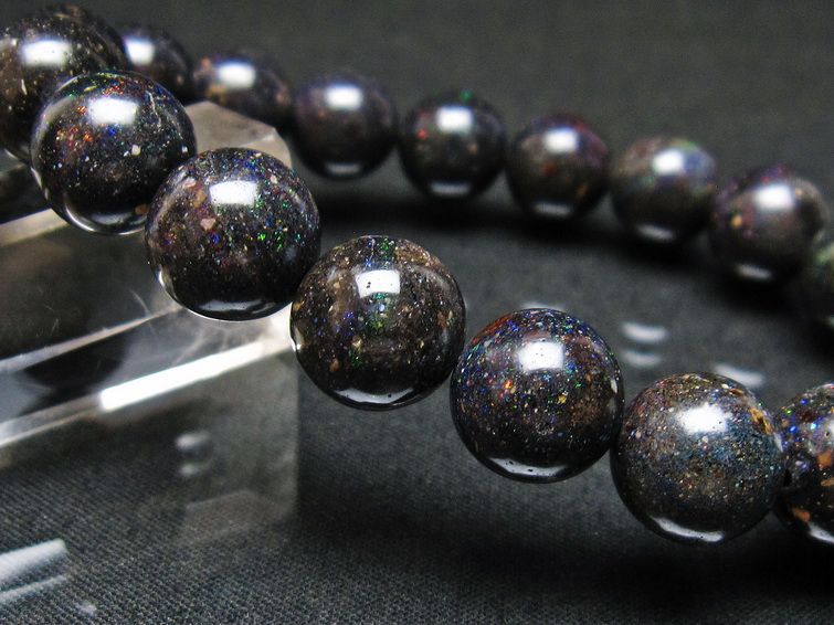 ブラックオパール ブレスレット 11mm 一点物  111-37562