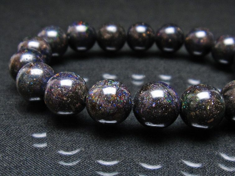 ブラックオパール ブレスレット 11mm 一点物  111-37562