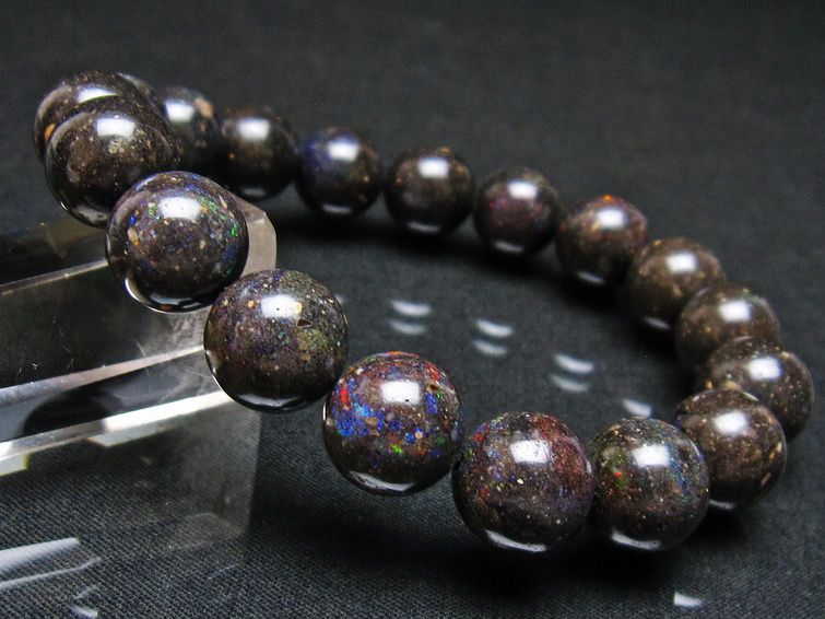 ブラックオパール ブレスレット 12mm 一点物  111-37567