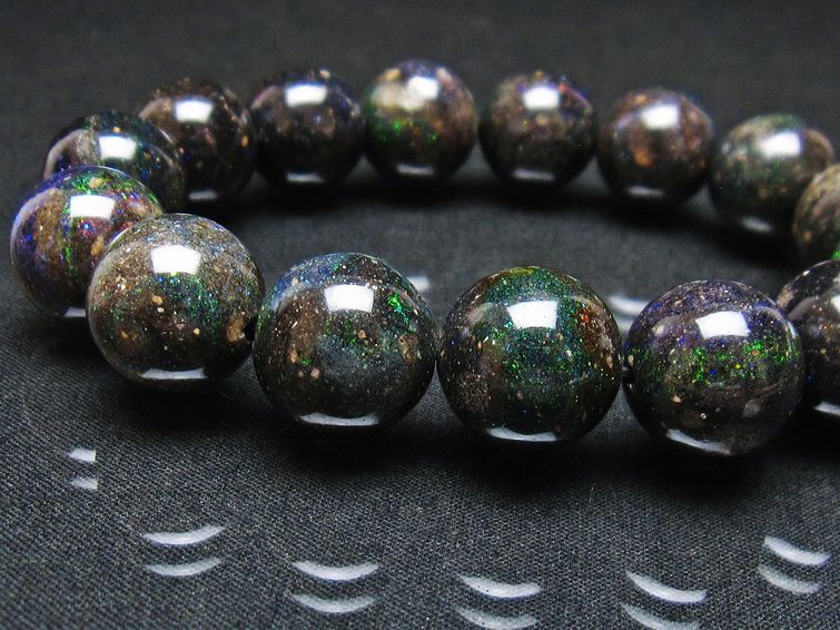 ブラックオパール ブレスレット 15mm 一点物  111-37569