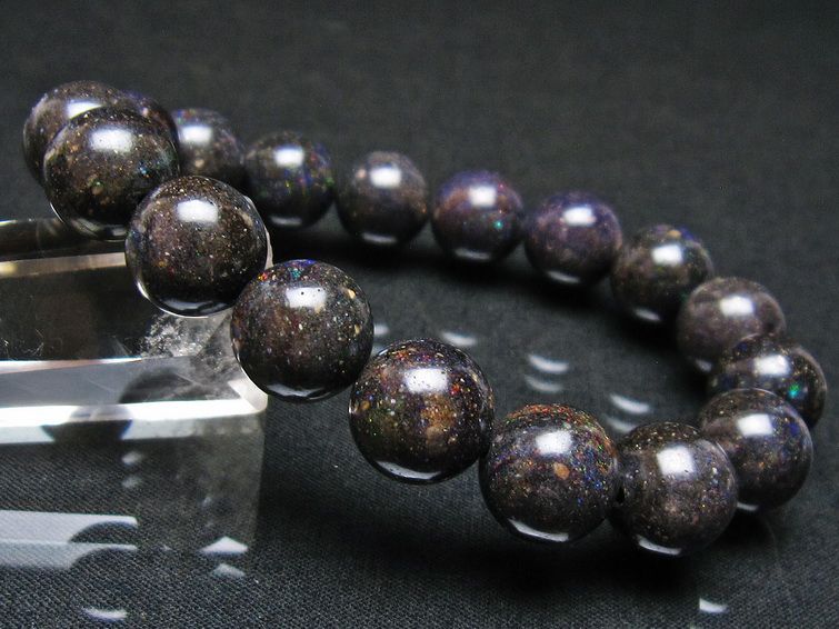 ブラックオパール ブレスレット 12mm 一点物  111-37571