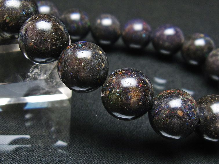 ブラックオパール ブレスレット 12mm 一点物  111-37571