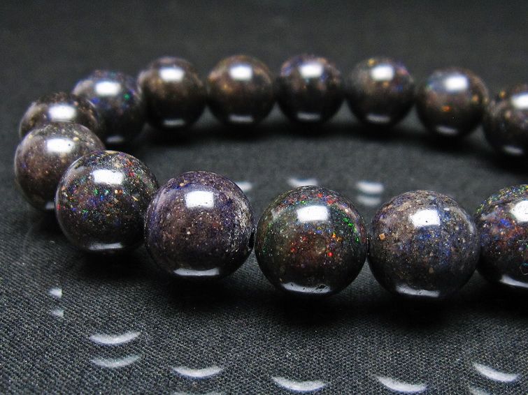 ブラックオパール ブレスレット 12mm 一点物  111-37571