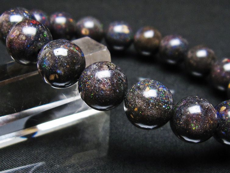 ブラックオパール ブレスレット 11mm 一点物  111-37577