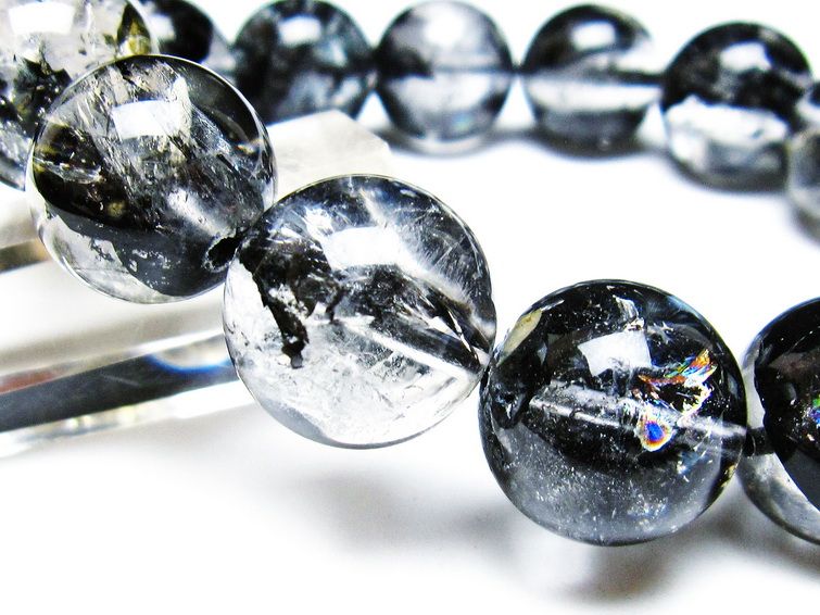 エレスチャルクォーツ ブレスレット 16mm ブラックエレスチャル 一点物  111-37781
