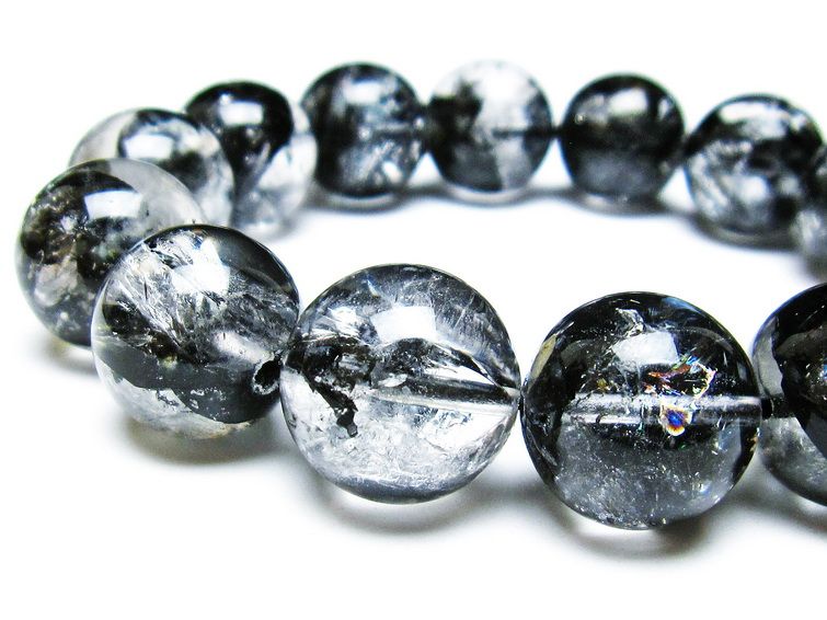 エレスチャルクォーツ ブレスレット 16mm ブラックエレスチャル 一点物  111-37781
