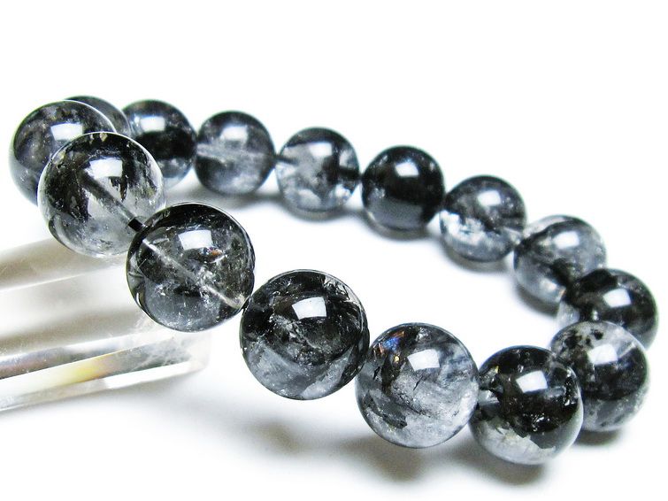 エレスチャルクォーツ ブレスレット 15mm ブラックエレスチャル 一点物  111-37782
