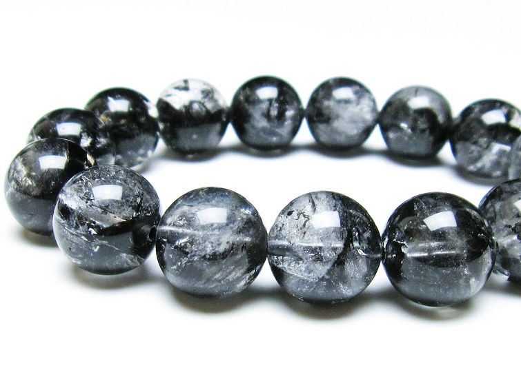 エレスチャルクォーツ ブレスレット 15mm ブラックエレスチャル 一点物  111-37782