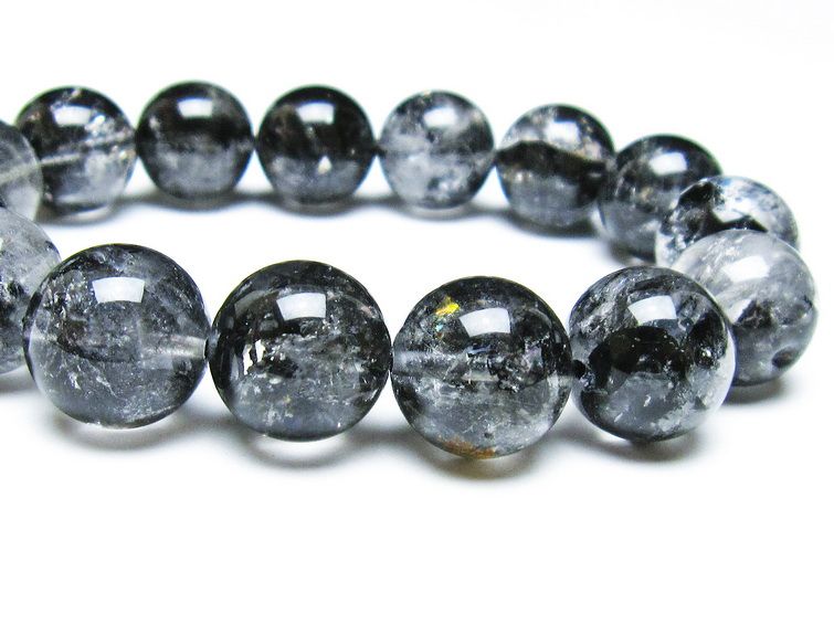 エレスチャルクォーツ ブレスレット 15mm ブラックエレスチャル 一点物  111-37784