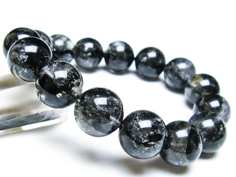 エレスチャルクォーツ ブレスレット 15mm ブラックエレスチャル 一点物  111-37785