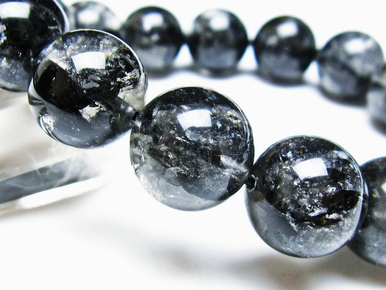 エレスチャルクォーツ ブレスレット 15mm ブラックエレスチャル 一点物  111-37785