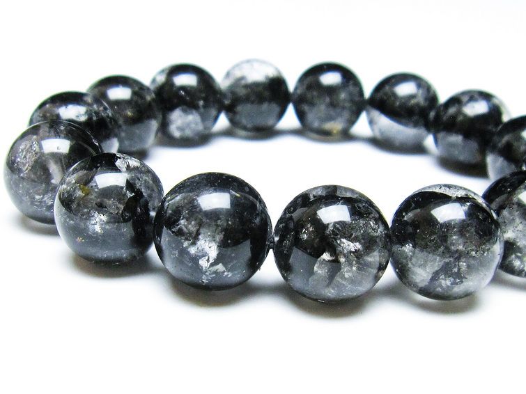 エレスチャルクォーツ ブレスレット 15mm ブラックエレスチャル 一点物  111-37785