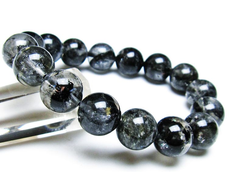 エレスチャルクォーツ ブレスレット 13mm ブラックエレスチャル 一点物  111-37797