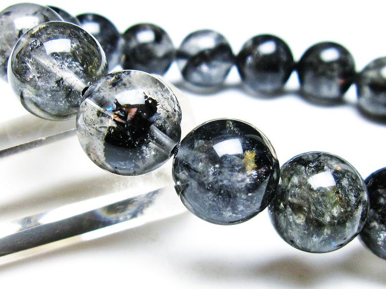 エレスチャルクォーツ ブレスレット 13mm ブラックエレスチャル 一点物  111-37797