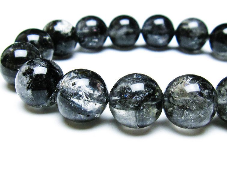 エレスチャルクォーツ ブレスレット 13mm ブラックエレスチャル 一点物  111-37797
