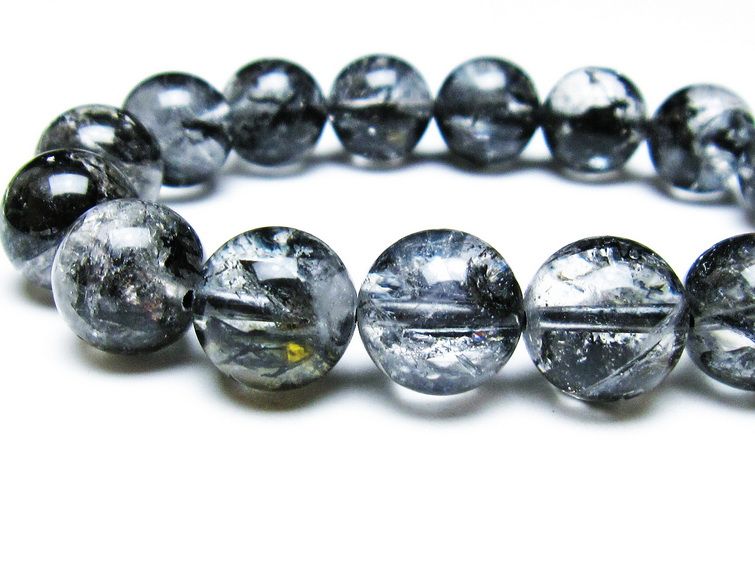 エレスチャルクォーツ ブレスレット 13mm ブラックエレスチャル 一点物  111-37799
