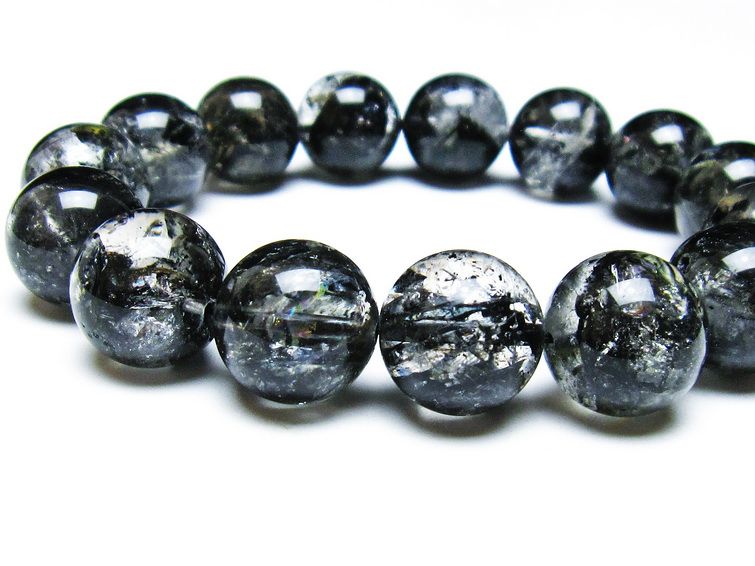 エレスチャルクォーツ ブレスレット 15mm ブラックエレスチャル 一点物  111-37803