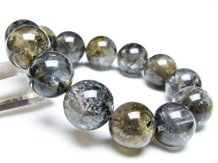 エレスチャルクォーツ ブレスレット 17mm ブラックエレスチャル 一点物  111-37807