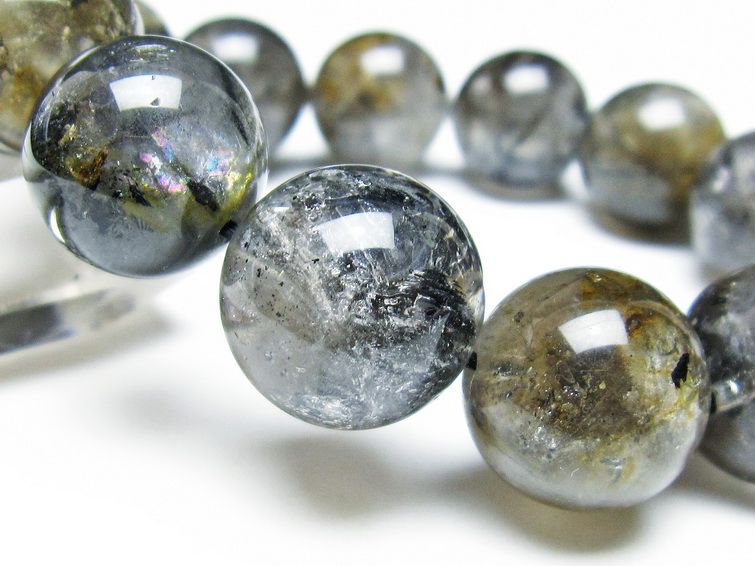 エレスチャルクォーツ ブレスレット 17mm ブラックエレスチャル 一点物  111-37807