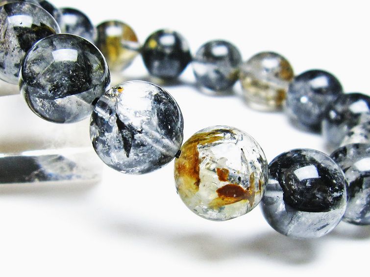 エレスチャルクォーツ ブレスレット 13mm ブラックエレスチャル 一点物  111-37873