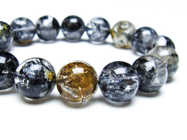 エレスチャルクォーツ ブレスレット 13mm ブラックエレスチャル 一点物  111-37873
