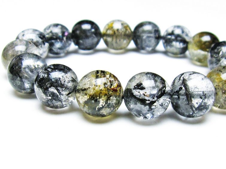 エレスチャルクォーツ ブレスレット 13mm ブラックエレスチャル 一点物  111-37874