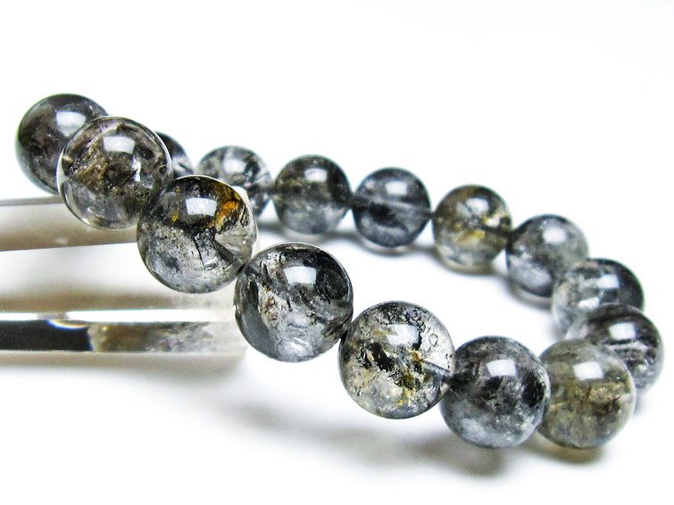 エレスチャルクォーツ ブレスレット 13mm ブラックエレスチャル 一点物  111-37875