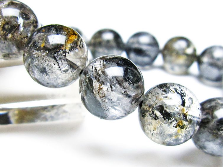 エレスチャルクォーツ ブレスレット 13mm ブラックエレスチャル 一点物  111-37875