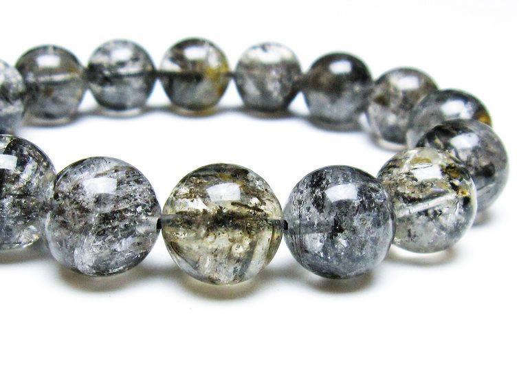 エレスチャルクォーツ ブレスレット 13mm ブラックエレスチャル 一点物  111-37875