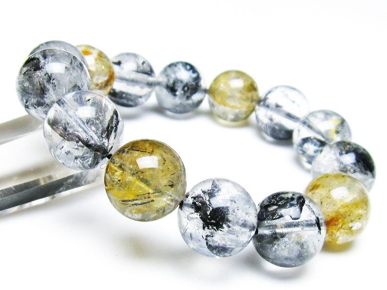 エレスチャルクォーツ ブレスレット 16mm ブラックエレスチャル 一点物  111-37881