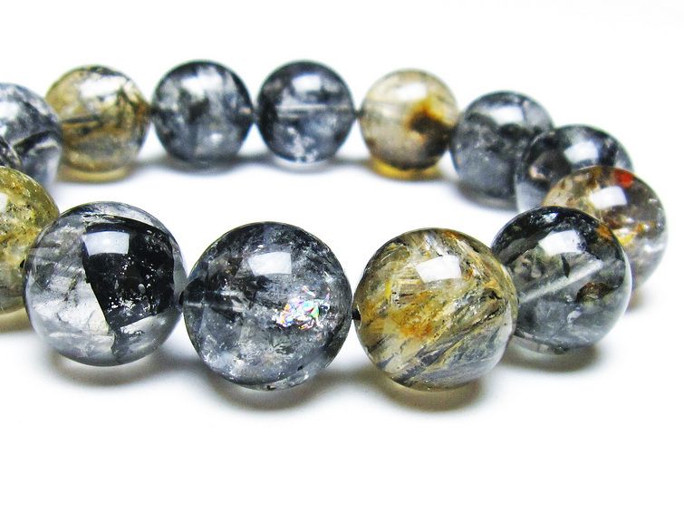 エレスチャルクォーツ ブレスレット 16mm ブラックエレスチャル 一点物  111-37882