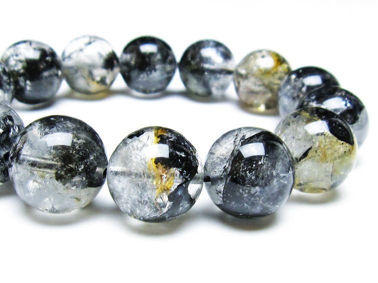 エレスチャルクォーツ ブレスレット 16mm ブラックエレスチャル 一点物  111-37885